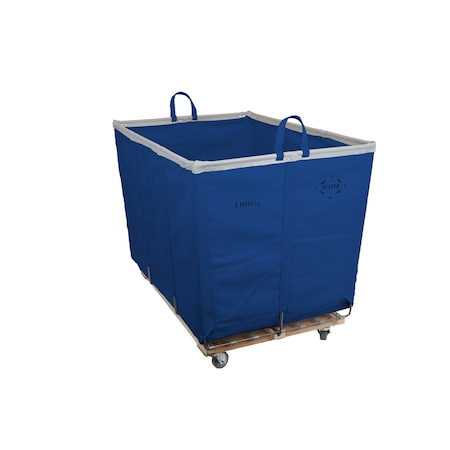 Steele Canvas Basket 18 BU Permanent Truck Blue Vinyl w/Grey Vinyl - 3in Casters 9218VBLUVGRYW3